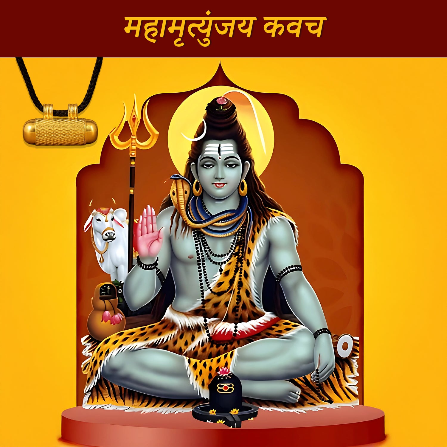 Maha Mrityunjay Rudraksha Kavach Pendant - Abhimantrit & Certified