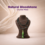 Natural Bloodstone Crystal Mala for Strength, Protection & Confidence