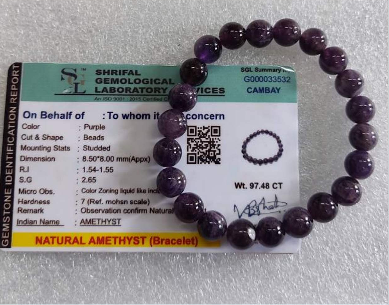Attract Luck, Enhance Intuition, Improve Health & Skin Bracelet (Amethyst) - Abhimantrit & Certified