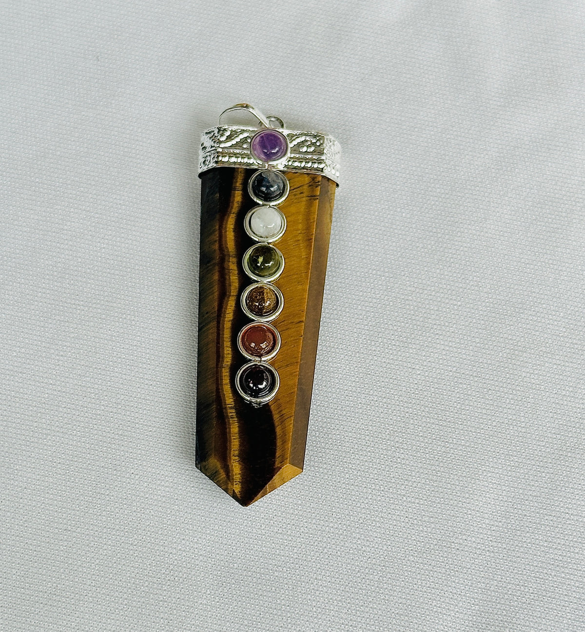 Boosts Your Confidence Level & Exalts the Planet Ketu: Tiger Eye Seven Chakra Pendant - Abhimantrit & Certified