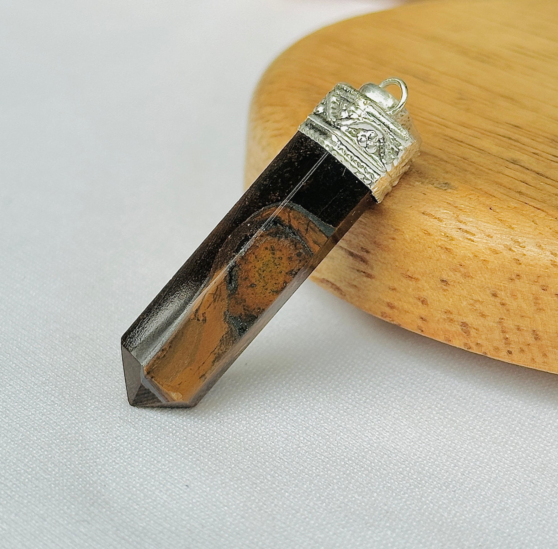 Boosts Your Confidence Level & Exalts the Planet Ketu: Tiger Eye Pencil Pendant - Abhimantrit & Certified