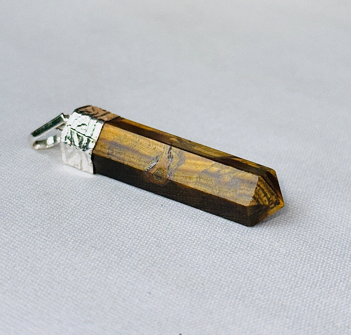 Boosts Your Confidence Level & Exalts the Planet Ketu: Tiger Eye Pencil Pendant - Abhimantrit & Certified