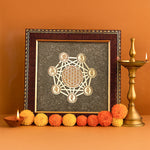 Shree Chakra Raw Pyrite Frame - Abhimantrit