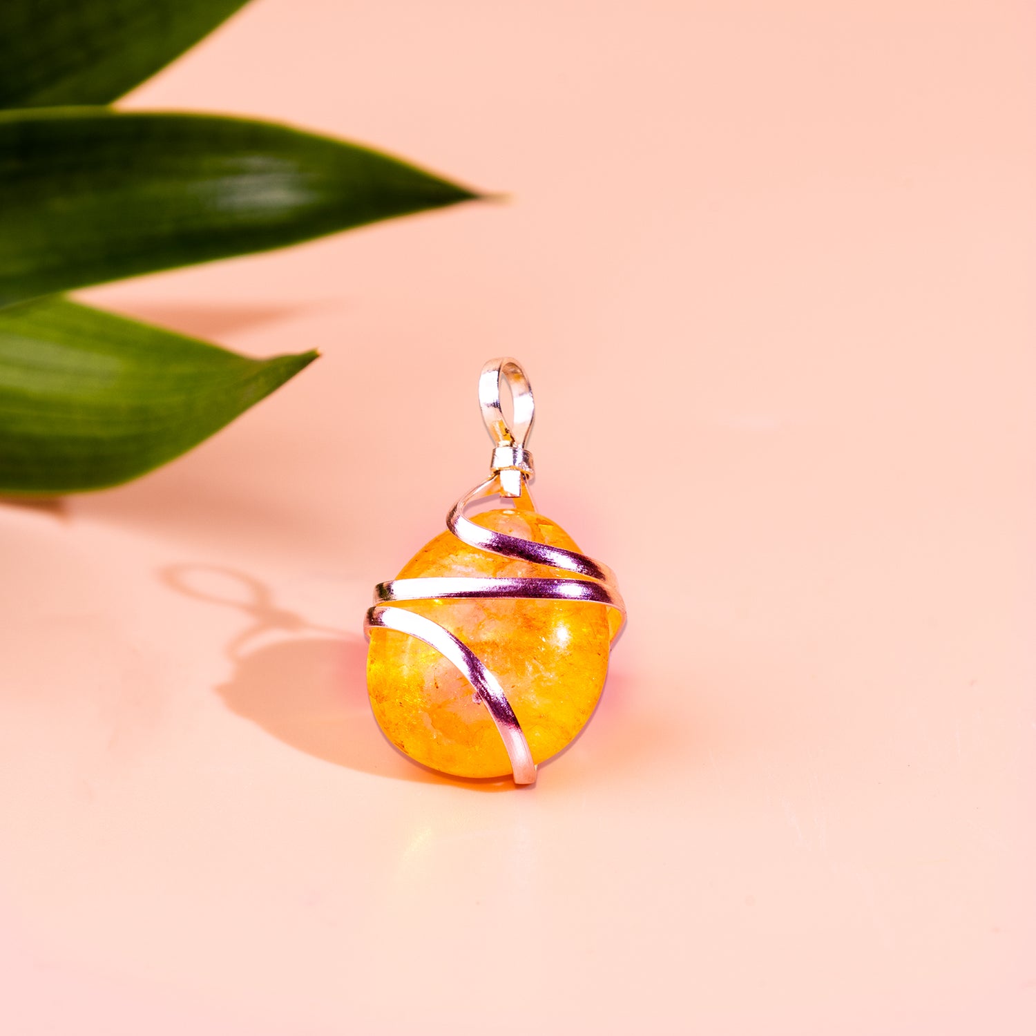 Yellow Citrine Wrapping Pendant for Success - Abhimantrit & Certified