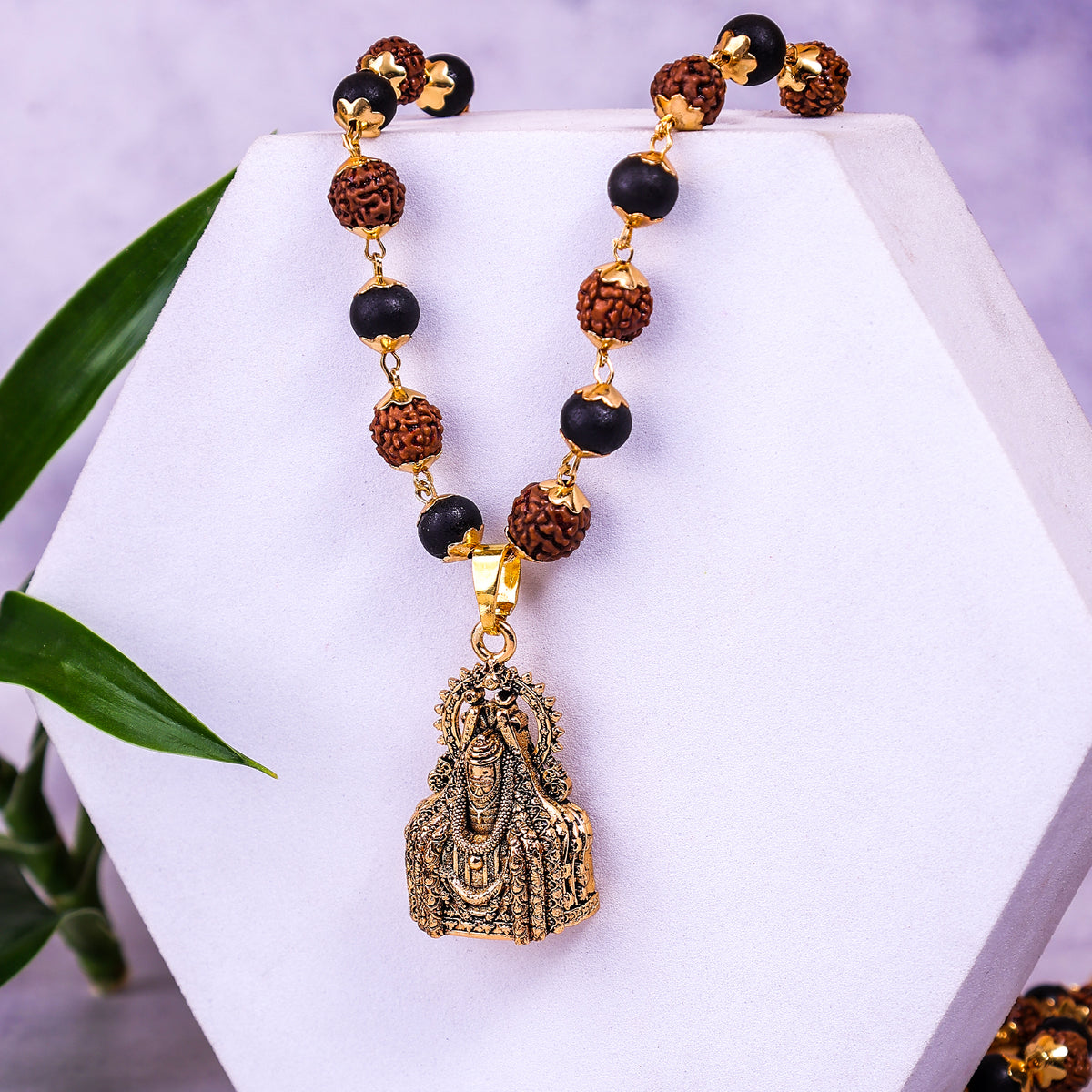 Golden Karungali Rudraksha Mala with Mahadev Jyotirling