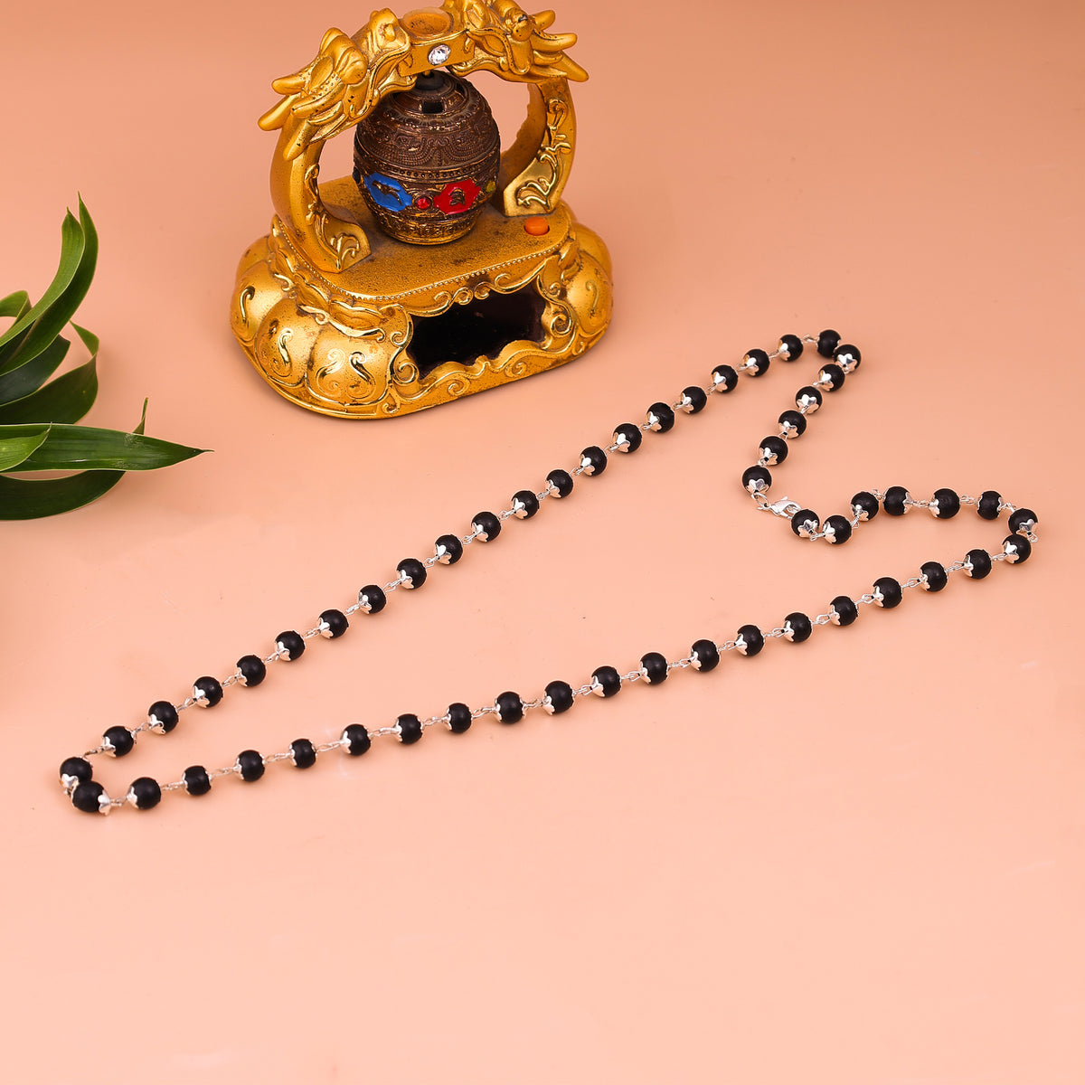 Silver Plated Karungali Mala (Ebony Wood)