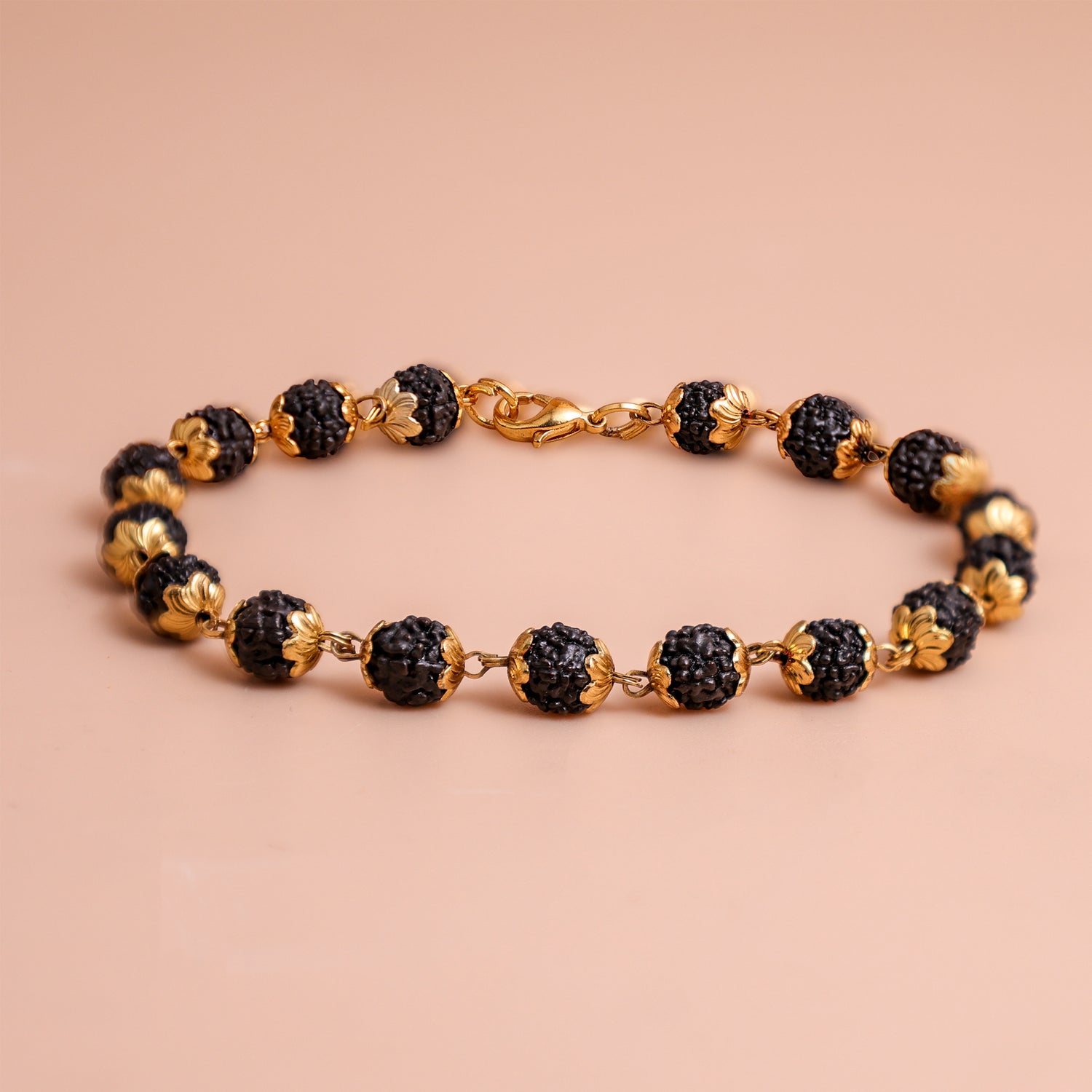 Gold Plated Karungali Malai Bracelet - Abhimantrit