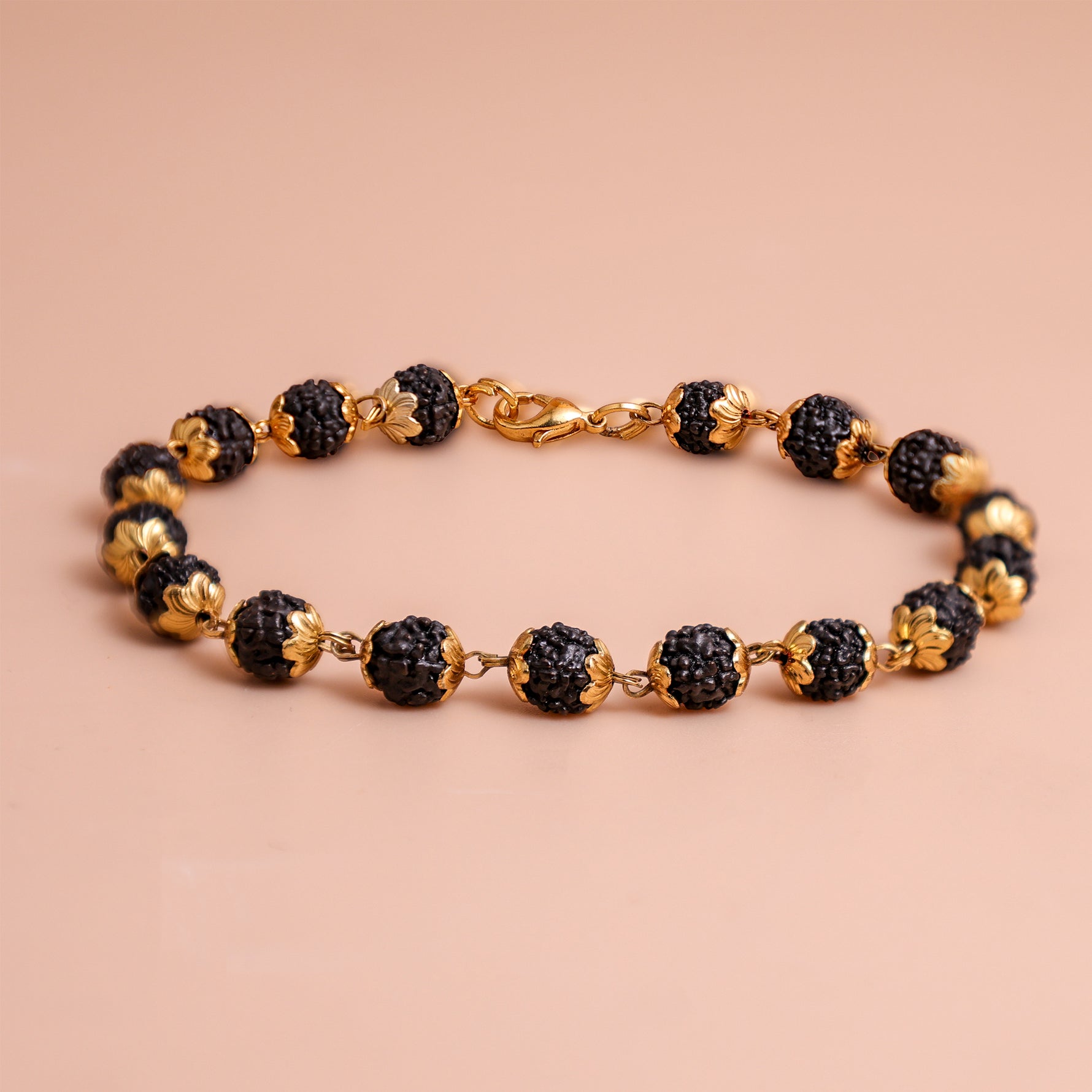 Gold Plated Karungali Malai Bracelet