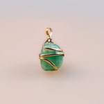 Green Aventurine Wrapping Pendant - Abhimantrit & Certified