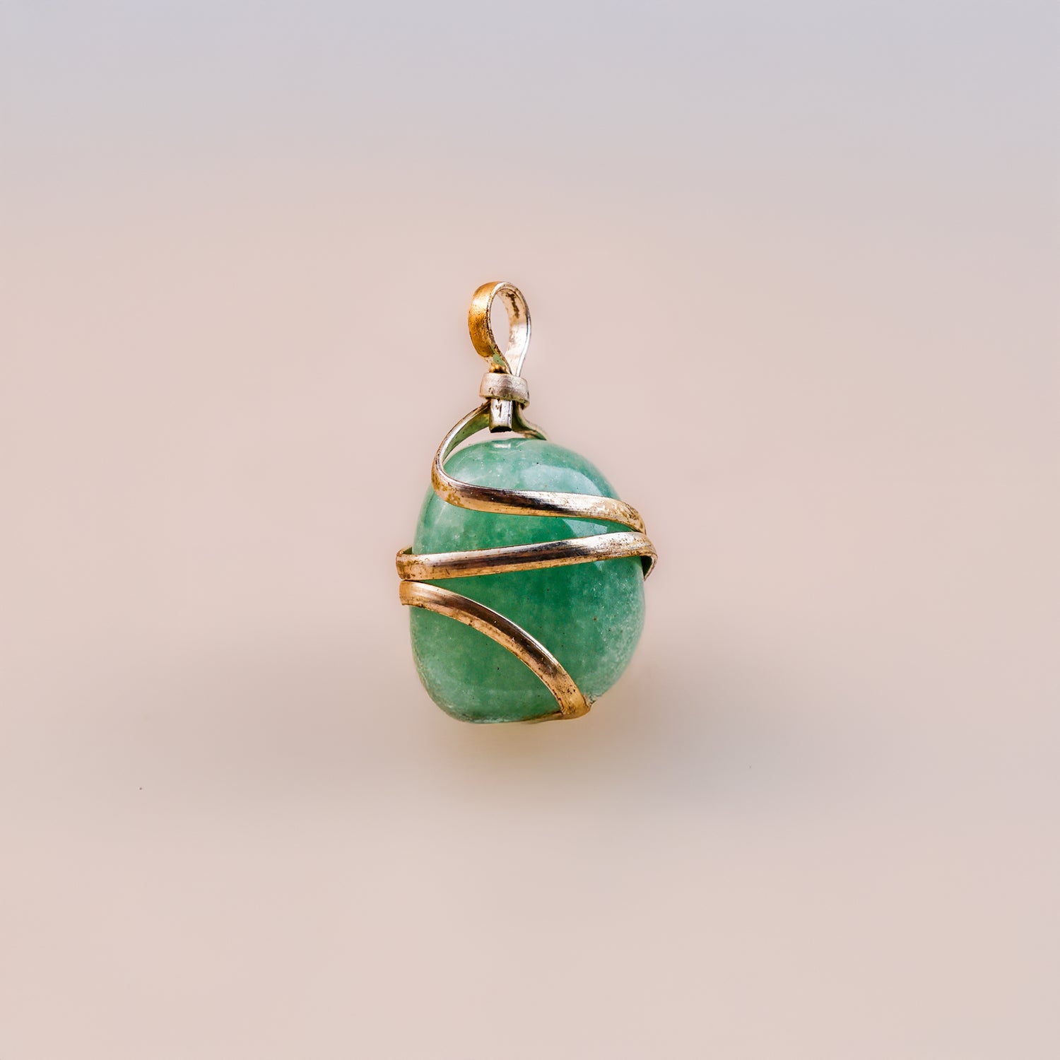 Green Aventurine Wrapping Pendant - Abhimantrit & Certified