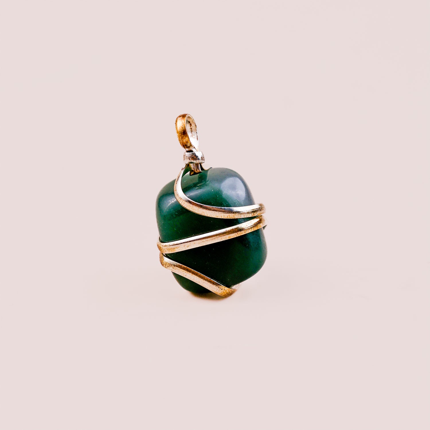 Green Jade Wrapping Pendant - Abhimantrit & Certified