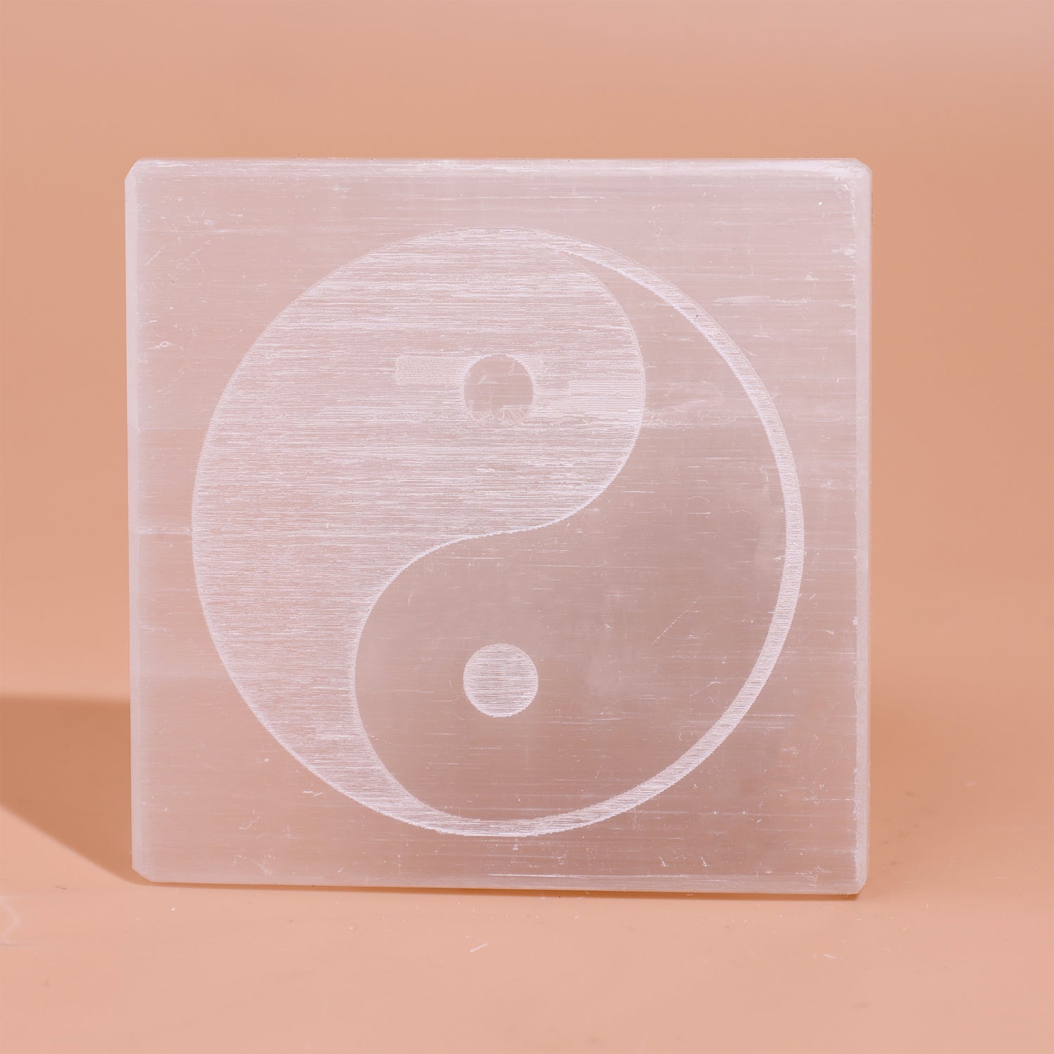 Yin & Yang Selenite Plate Square - Abhimantrit