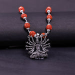 Silver Plated Lord Shiva Sitted Rudraksha Mala- Abhimantrit
