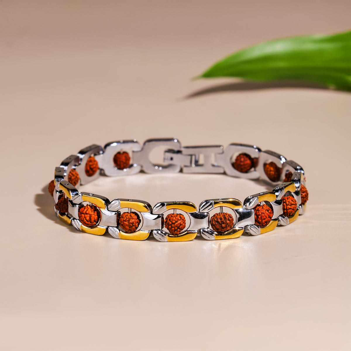 Duotone Round Rudraksha Bracelet (IGP Gold & Silver Plating) - Abhimantrit