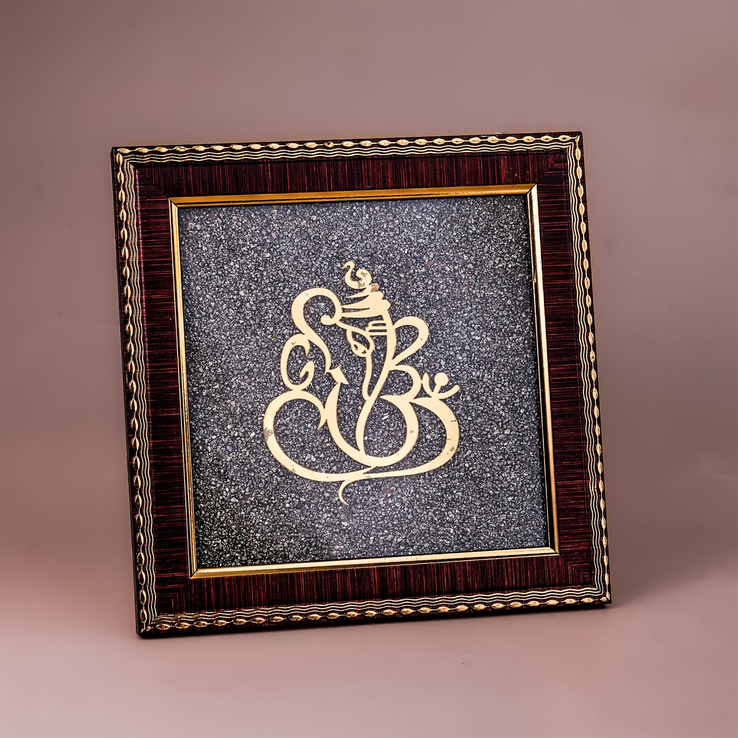 Ganesh Ji Raw Pyrite Frame - Abhimantrit