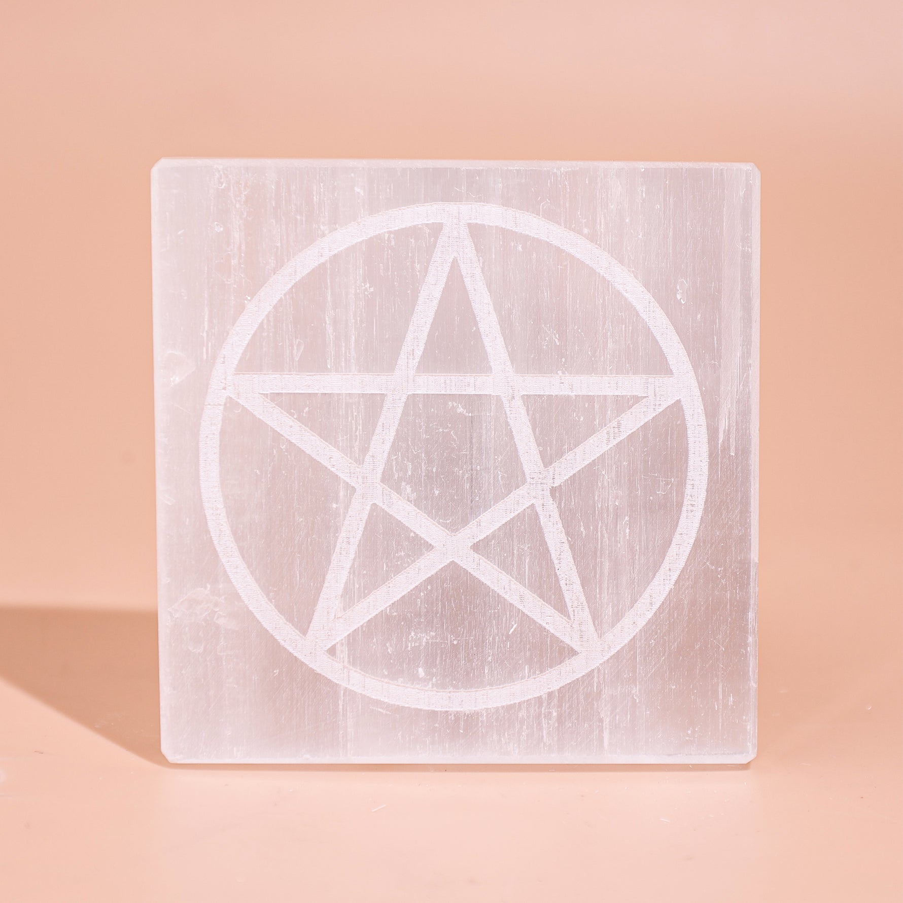 Pentacle Selenite Plate Square