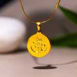 Gold Plated Om Pendant : IGP Plating Pendant - Abhimantrit