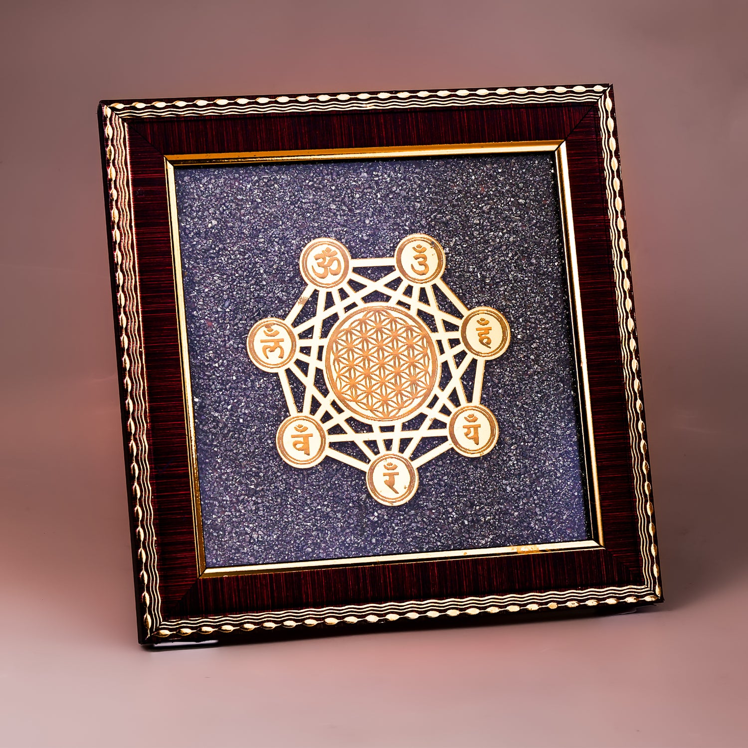 Shree Chakra Raw Pyrite Frame - Abhimantrit