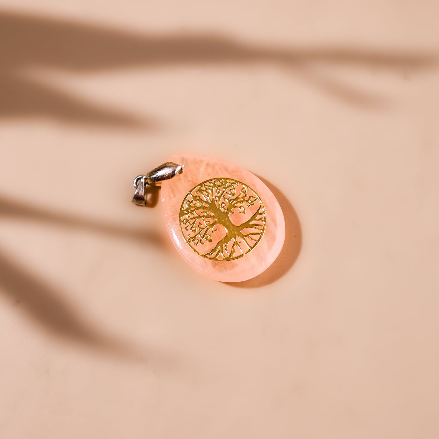 Rose Quartz Life of Tree Pendant - Abhimantrit & Certified