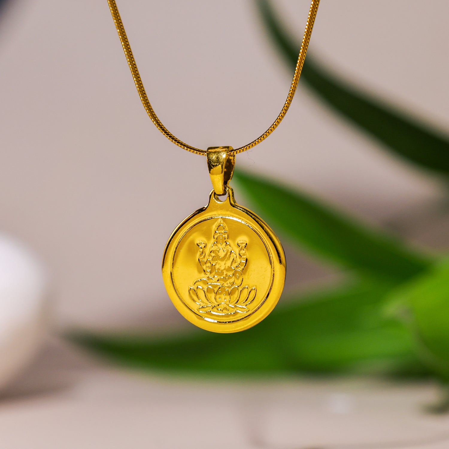 Gold Plated Maa Laxmi Pendant : IGP Plating Pendant - Abhimantrit