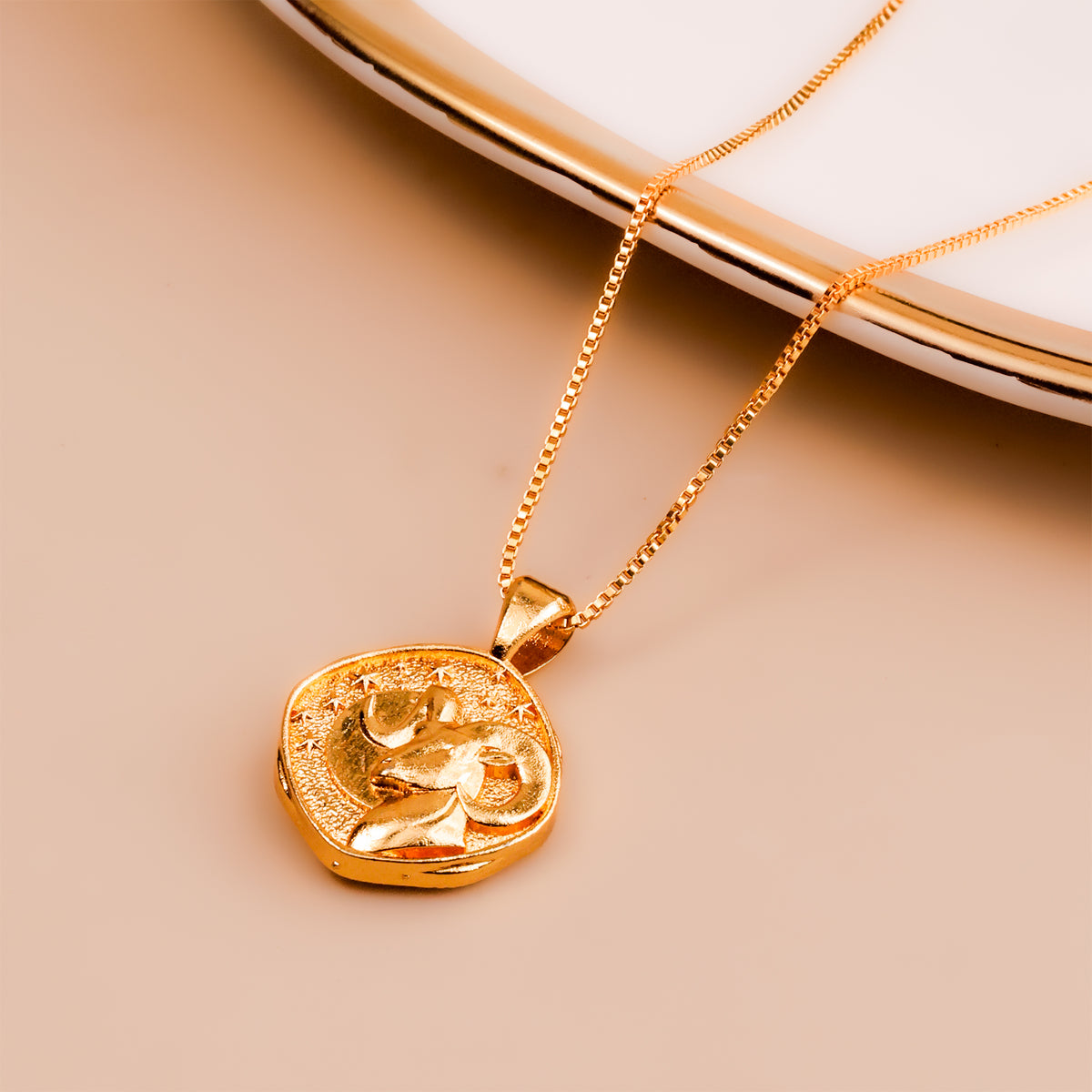 Aries Zodiac Sign Gold Plated Pendant