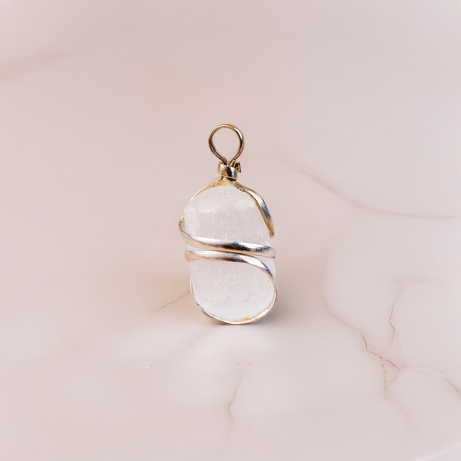 Selenite Wrapping Pendant - Abhimantrit & Certified