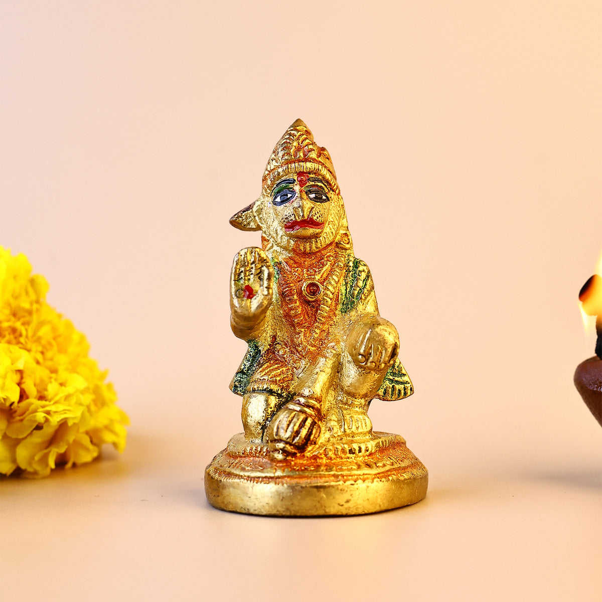 Brass Hanuman Ji Sitting Idol - Abhimantrit