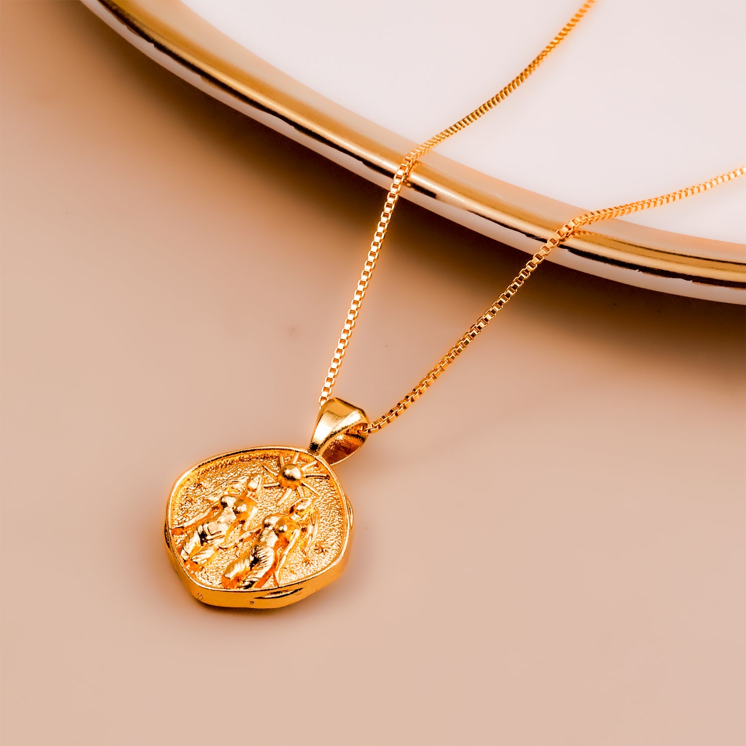 Gemini Zodiac Sign Gold Plated Pendant - Abhimantrit