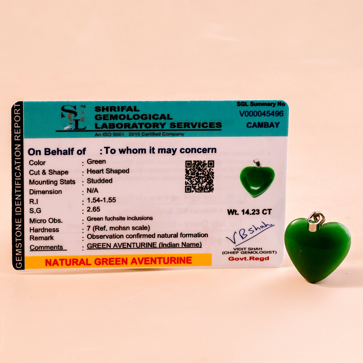 Green AGventurine Heart Pendant