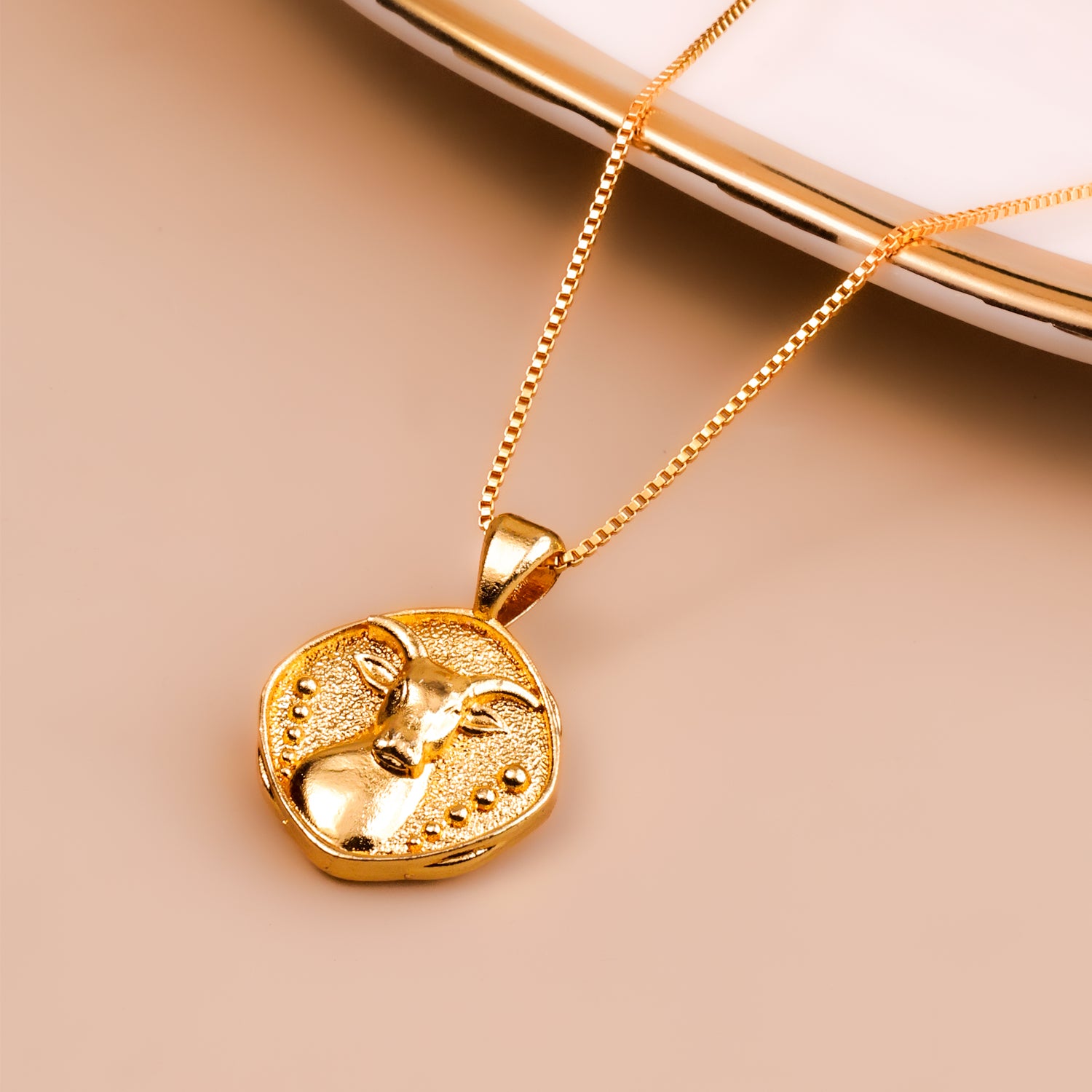 Capricorn Zodiac Sing Gold Plated Pendant- Abhimantrit