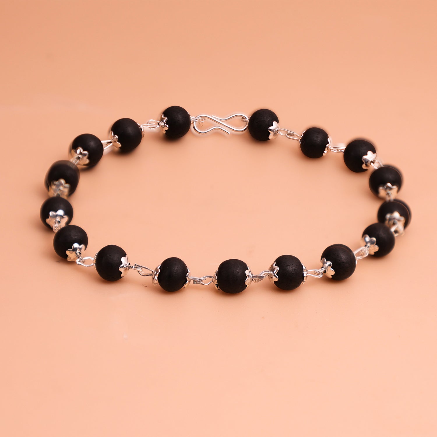Silver Plated Karungali Malai Bracelet - Abhimantrit