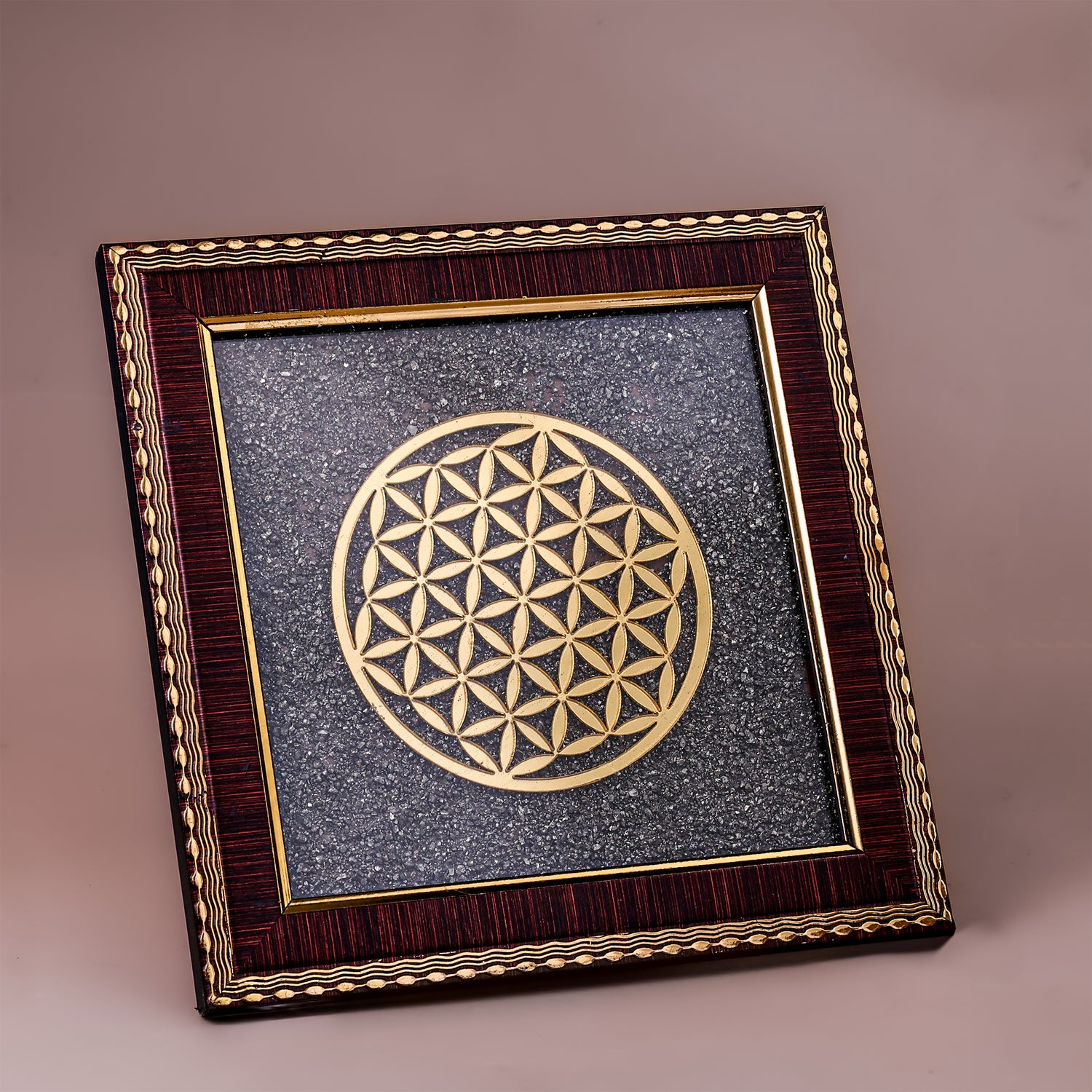 Flower Of Life Raw Pyrite Frame - Abhimantrit
