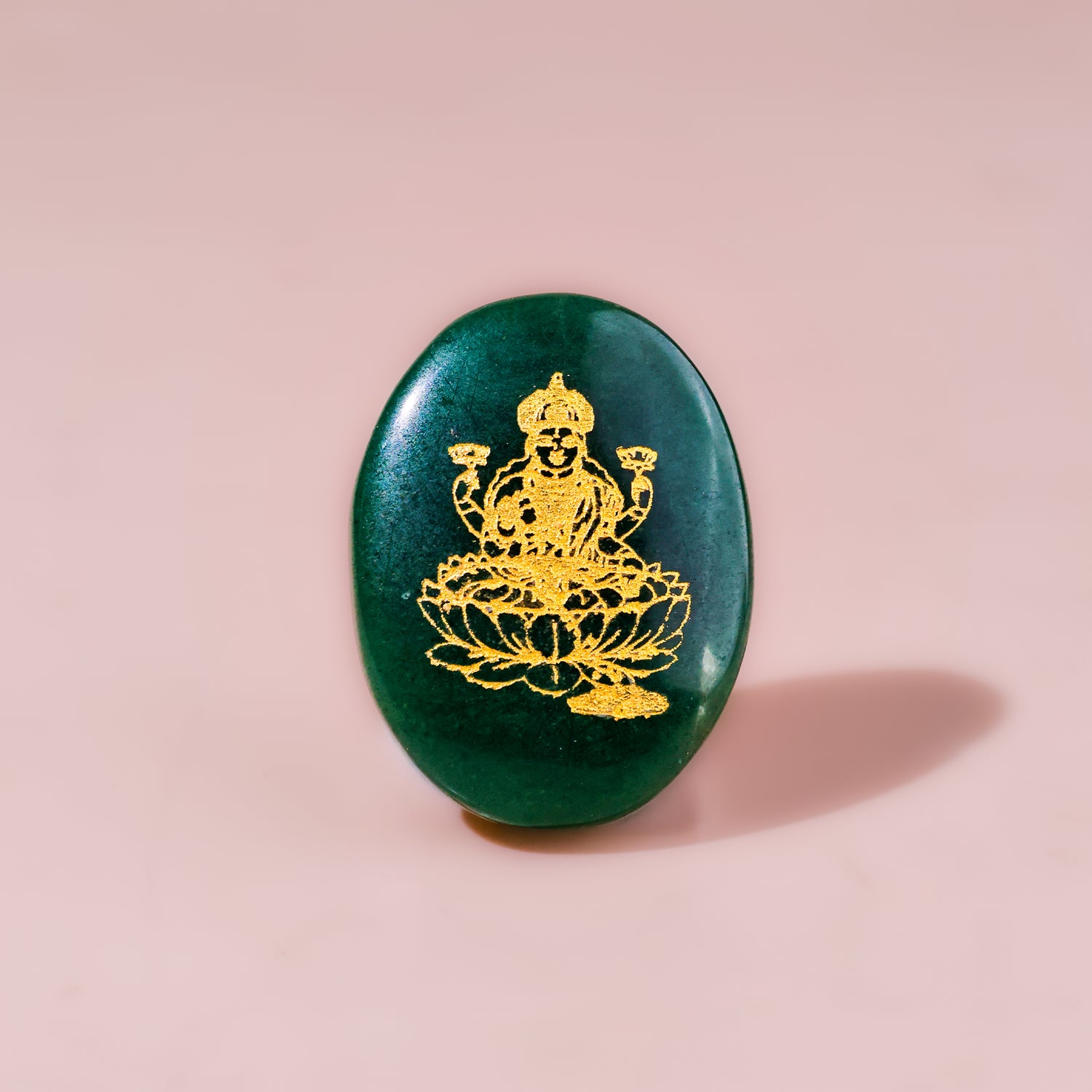 Green Jade Lakshmi Shri Yantra Coin - Abhimantrit & Certified
