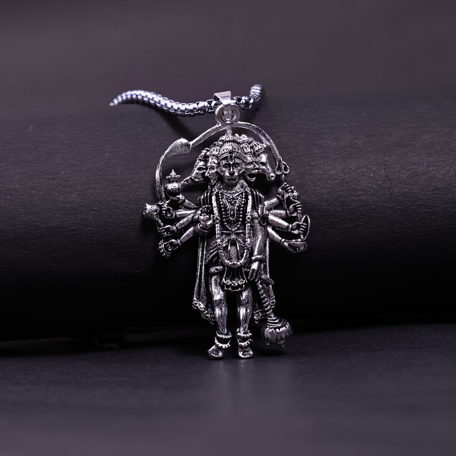 Silver Plated Panchmukhi Hanuman Ji Pendant - Abhimantrit