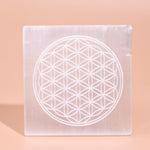 Flower of Life Selenite Plate Square