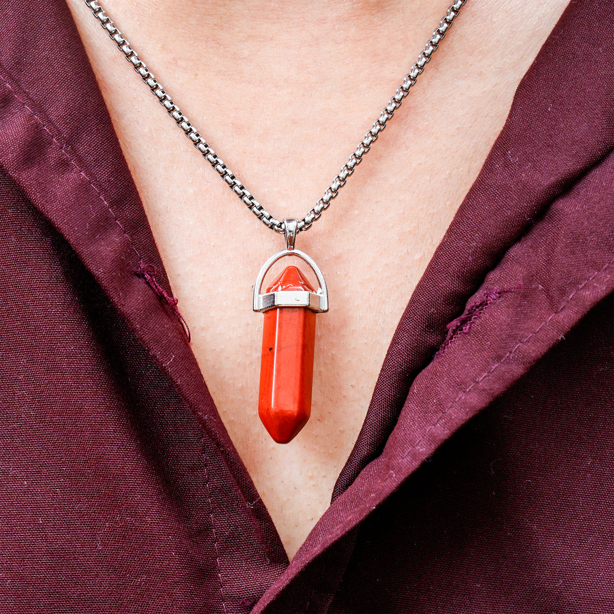 Red Jasper Pen Shape Pandent