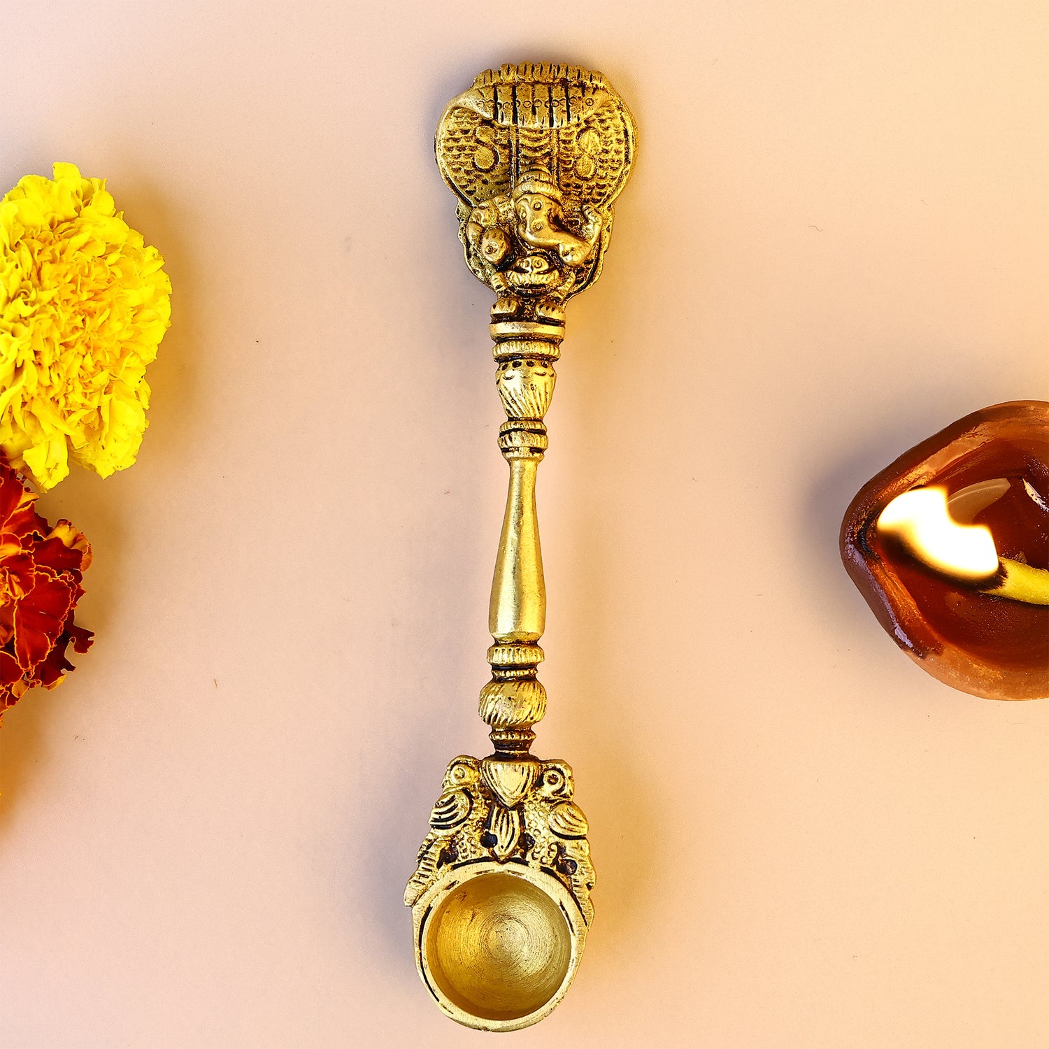 Brass Ganesh Havan Spoon - Abhimantrit
