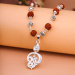 Rudraksha & Om Beads Mala with Murugan Trishul Pendant