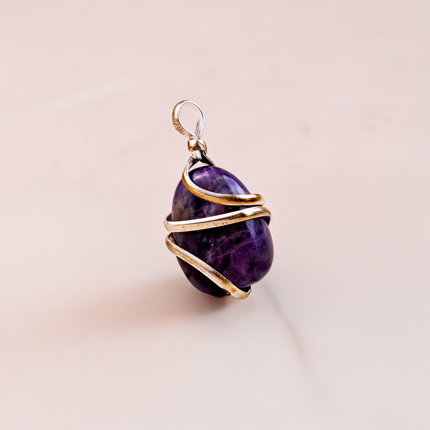 Amethyst Wrapping Pendant - Abhimantrit & Certified
