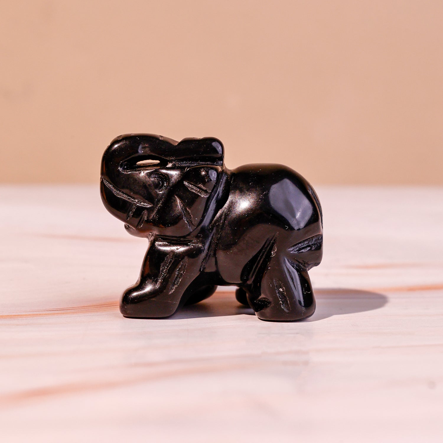 Black Obsidian Crystal Elephant - Abhimantrit