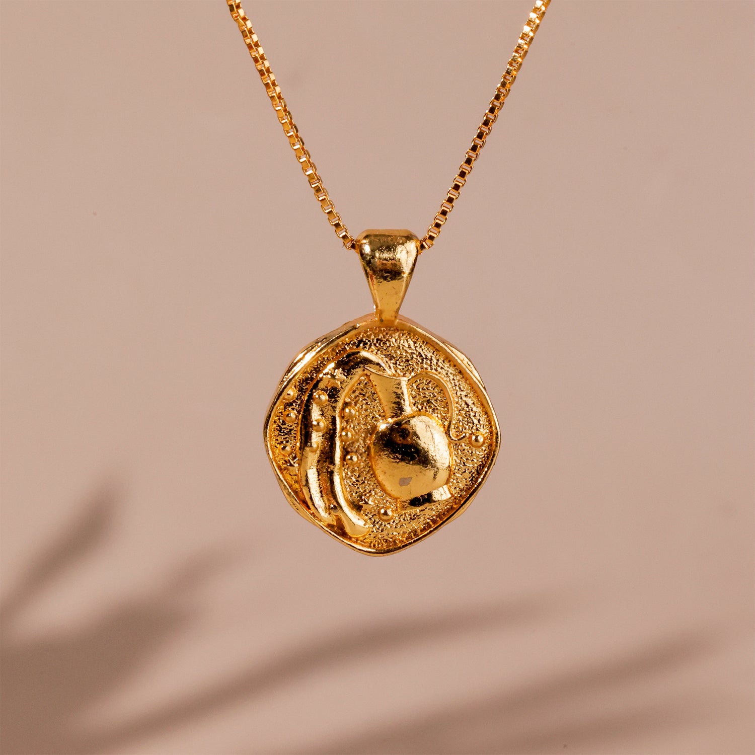 Aquarius Zodiac Sing Gold Plated Pendant - Abhimantrit