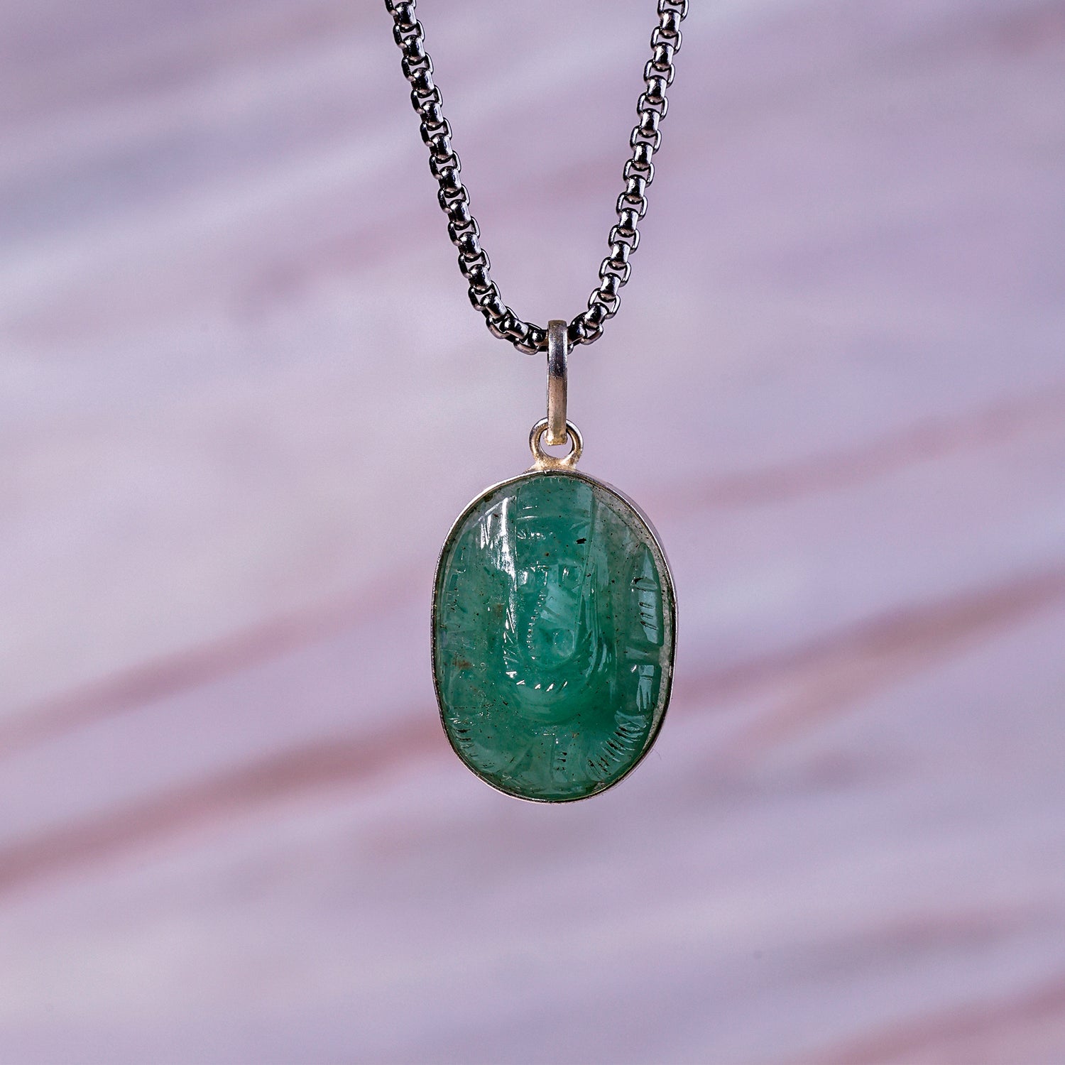 Green Aventurine Ganesha Pendant - Abhimantrit