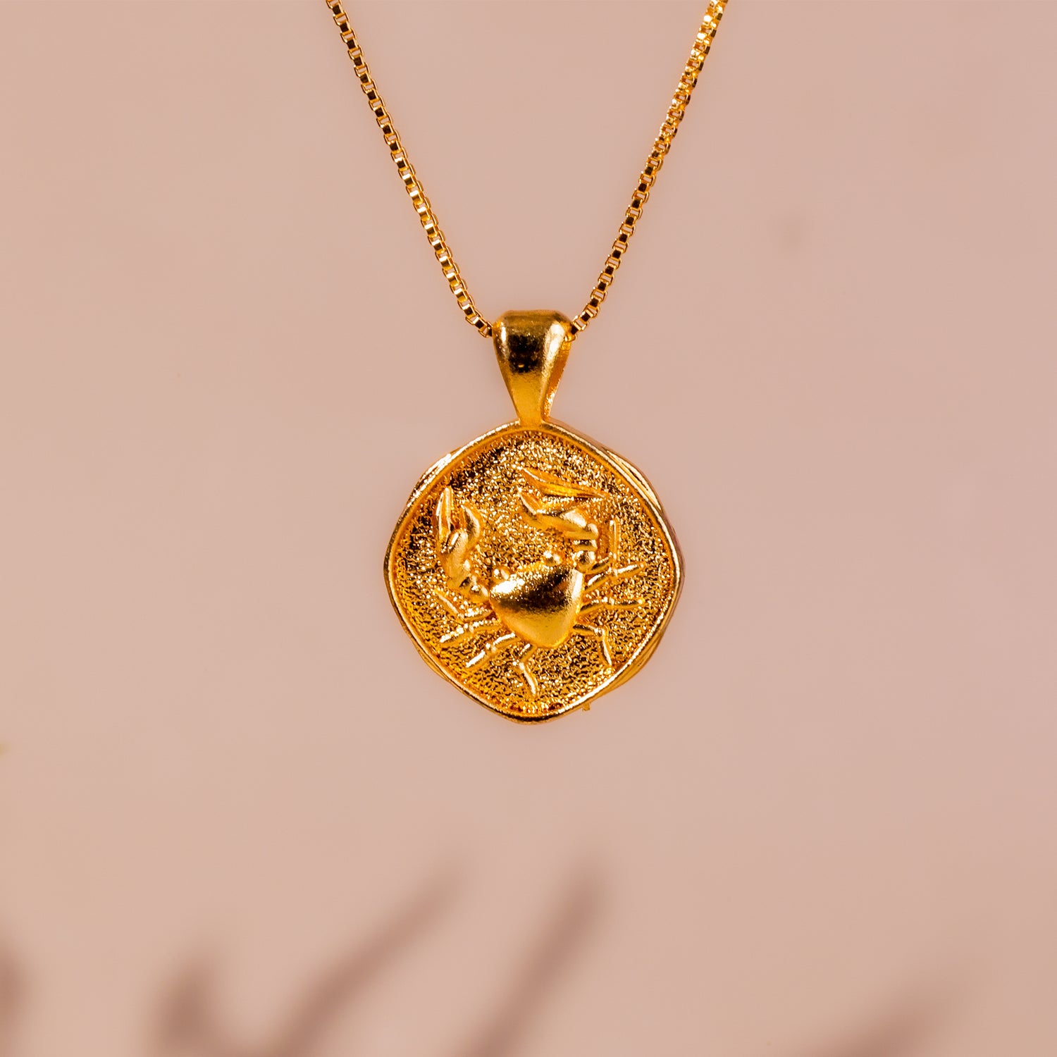 Cancer Zodiac Sing Gold Plated Pendant - Abhimantrit