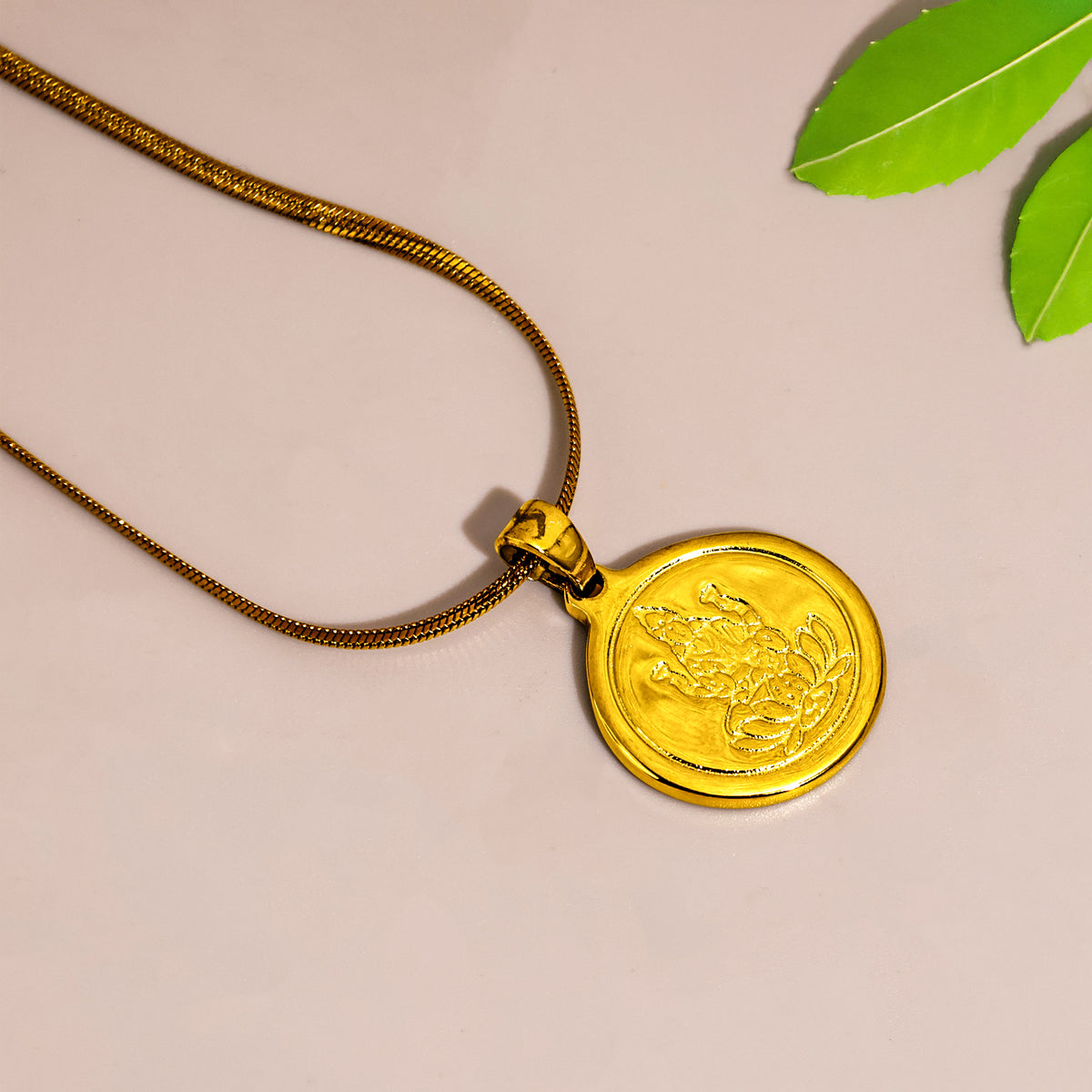 Gold Plated Maa Laxmi Pendant : IGP Plating Pendant - Abhimantrit