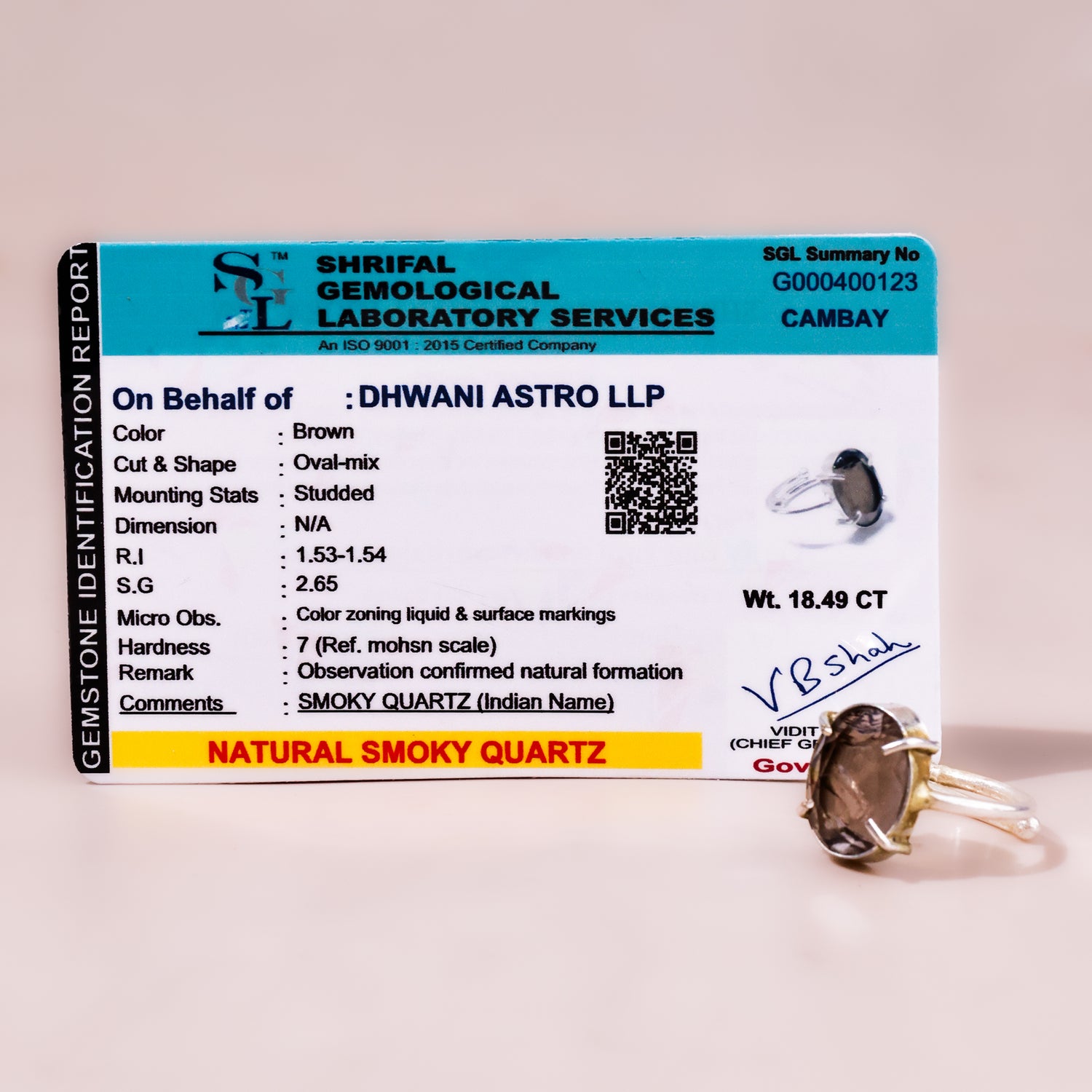 Smoke Quartz Ring - Abhimantrit & Certified