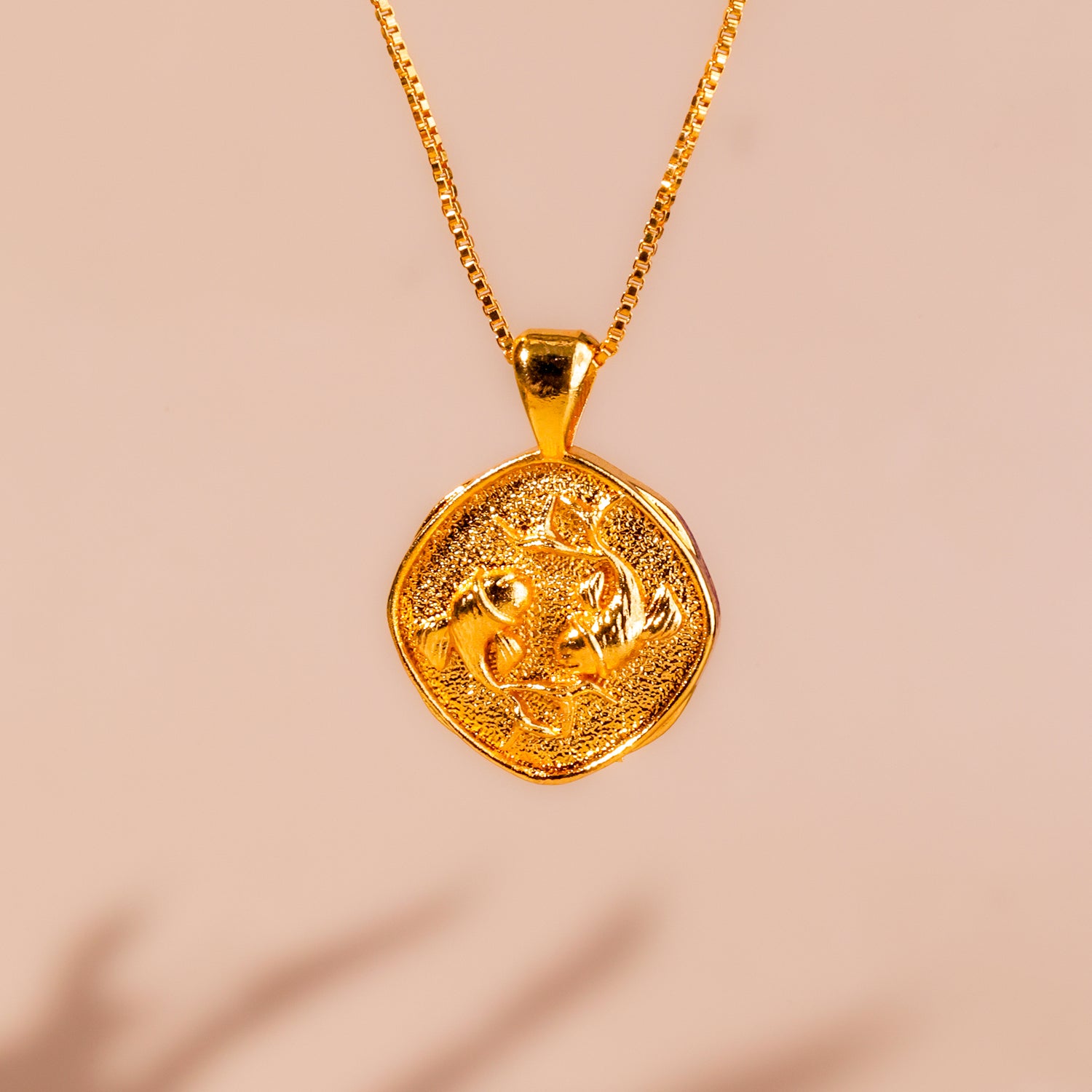 Pisces Zodiac Sign Gold Plated Pendant - Abhimantrit