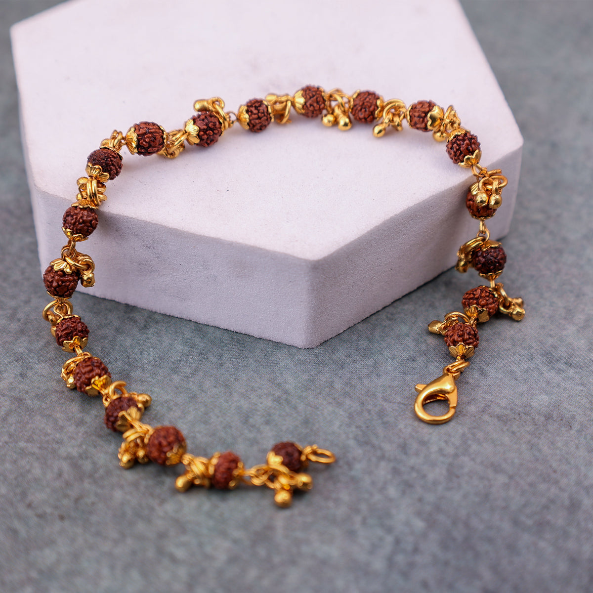 Gold Plated Rudraksha Bracelet