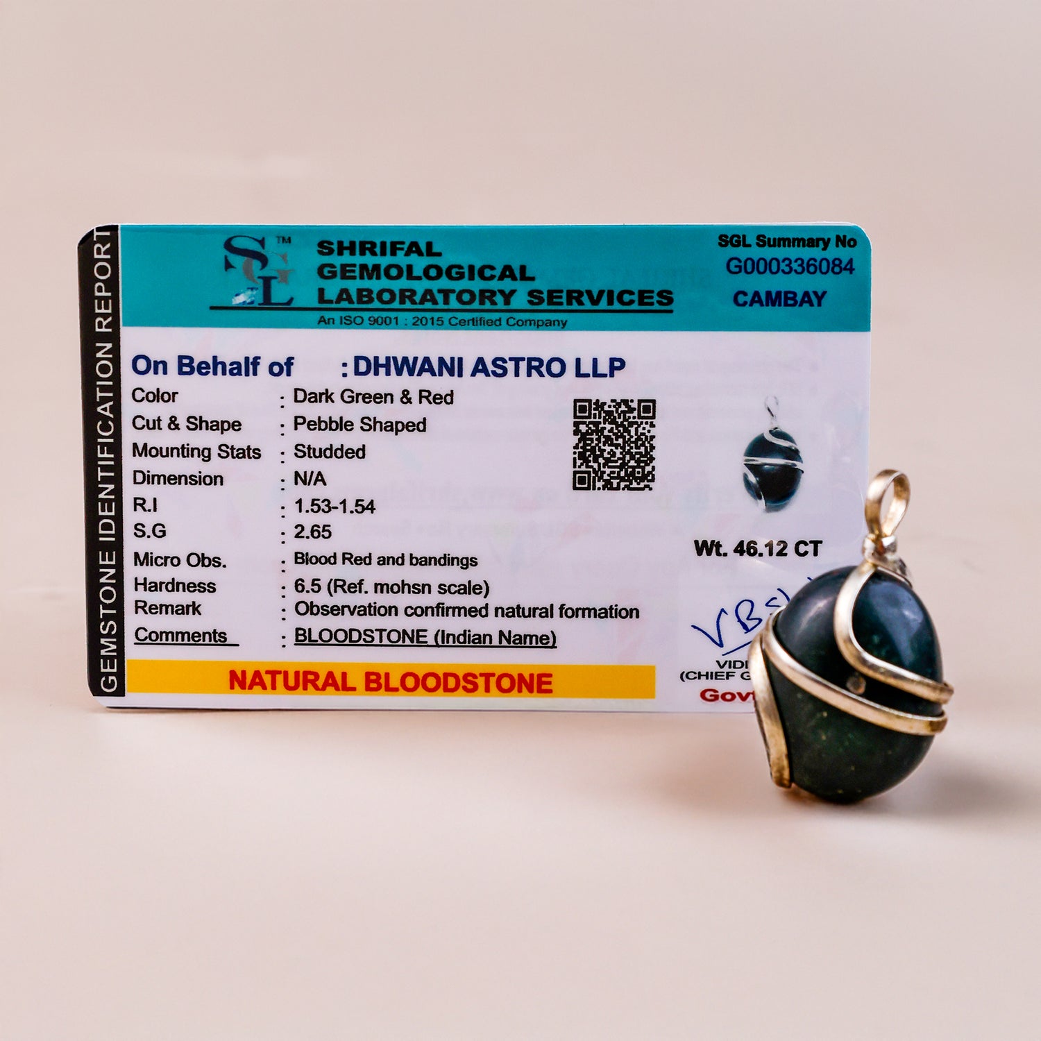 Bloodstone Wrapping Pendant - Abhimantrit & Certified