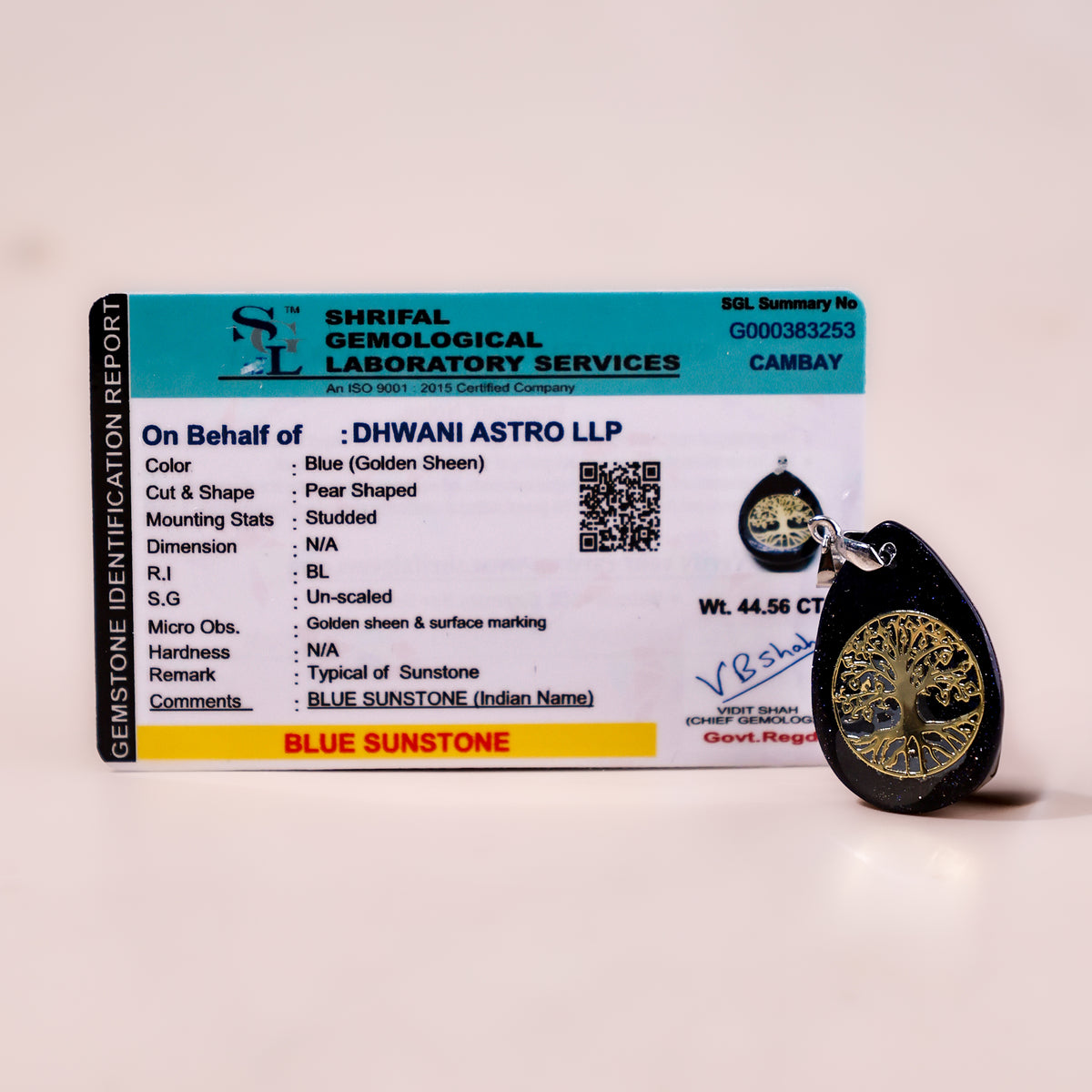 Blue Sunstone Life of Tree Pendant