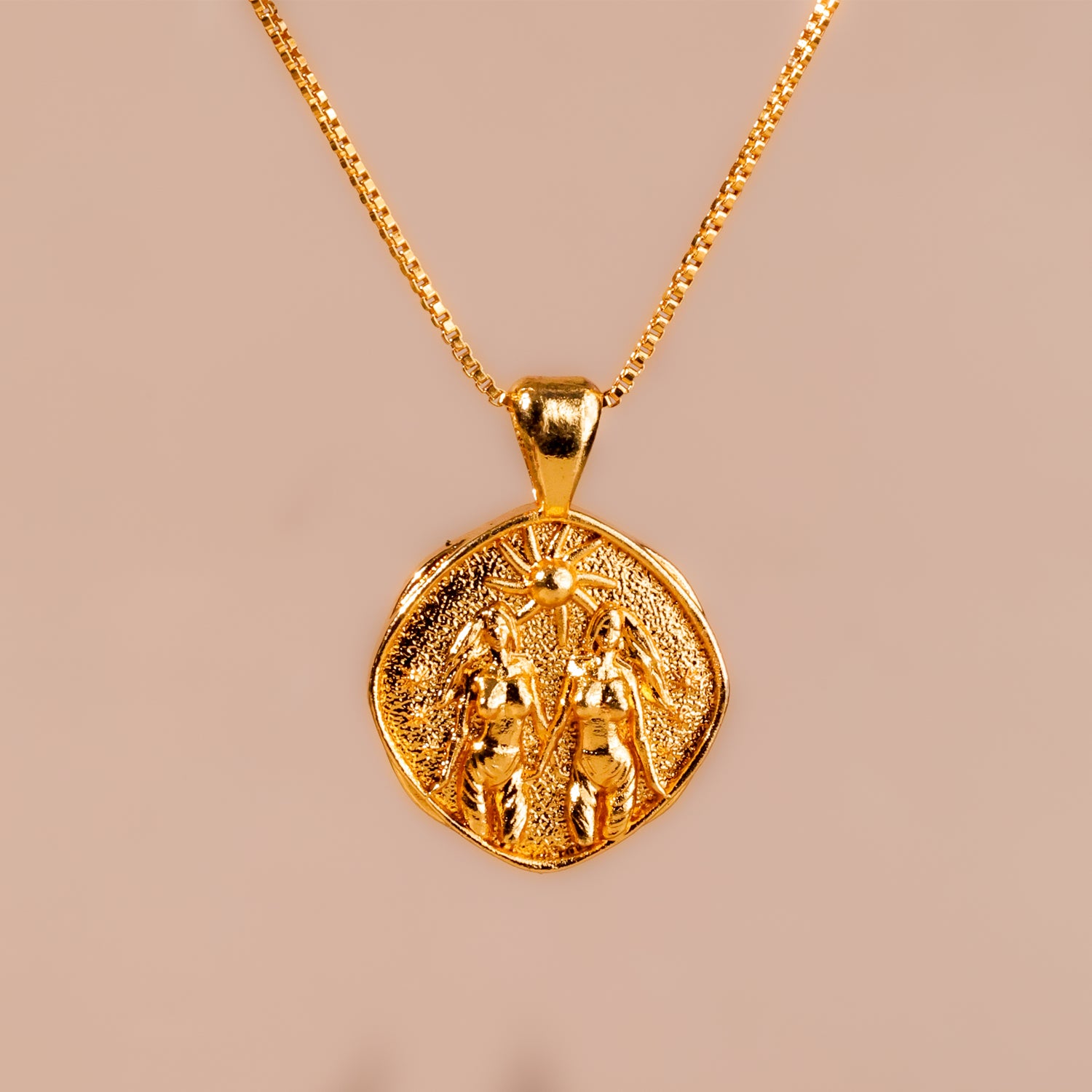 Gemini Zodiac Sign Gold Plated Pendant - Abhimantrit